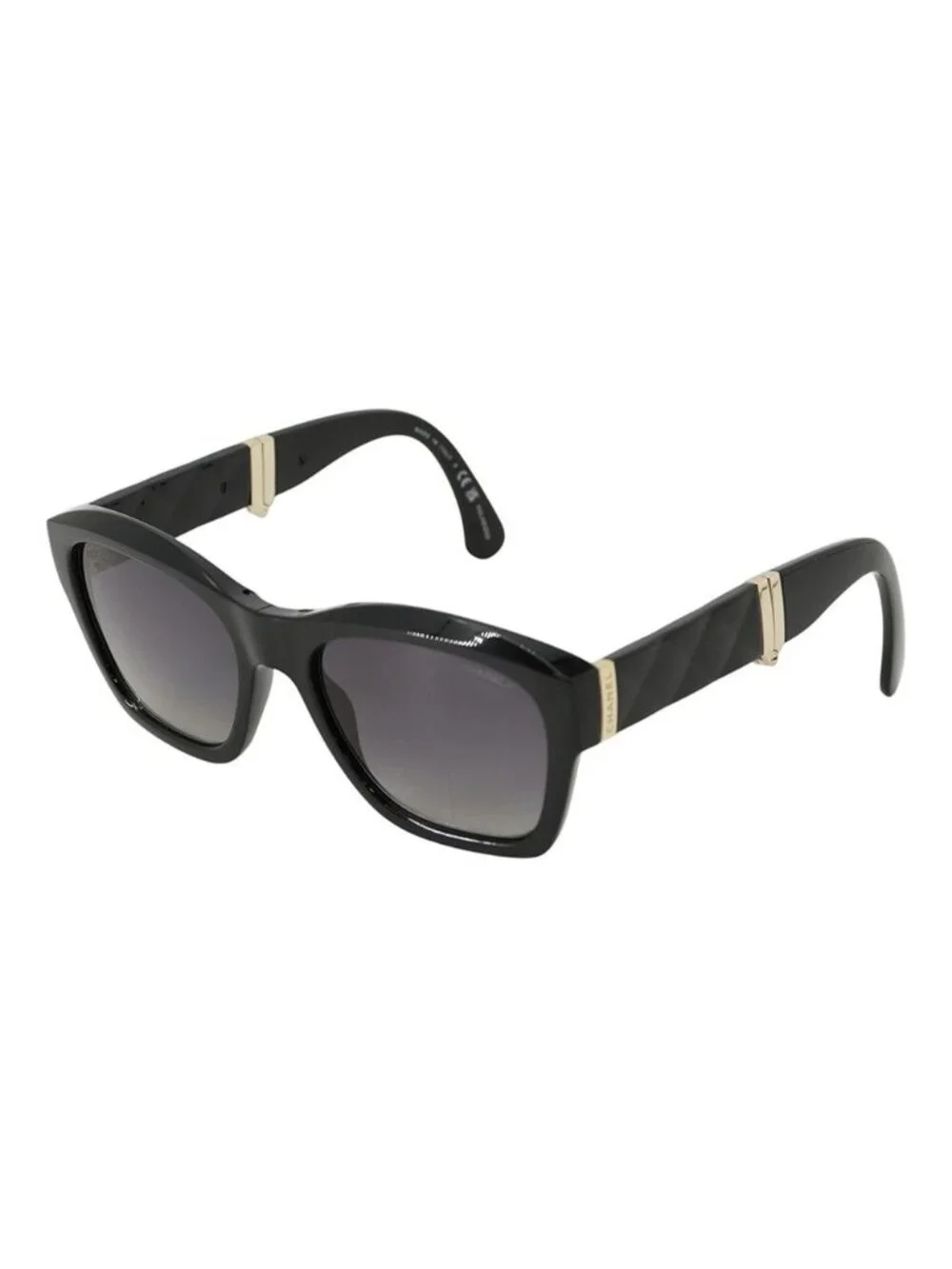 Chanel Sunglasses Foldable Quilted Logo Square Shape Eyewear Black